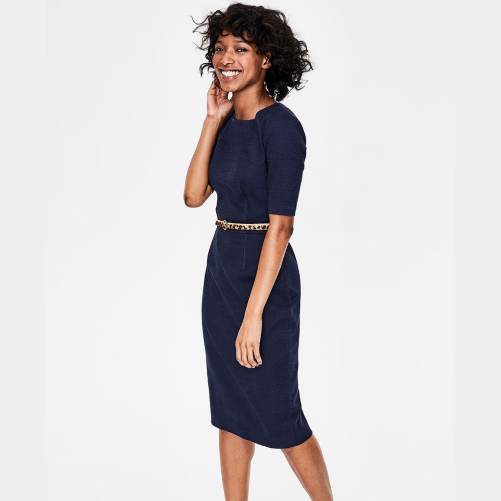 Boden | Fleur Fitted Dress W0144 | Navy 4 Petite